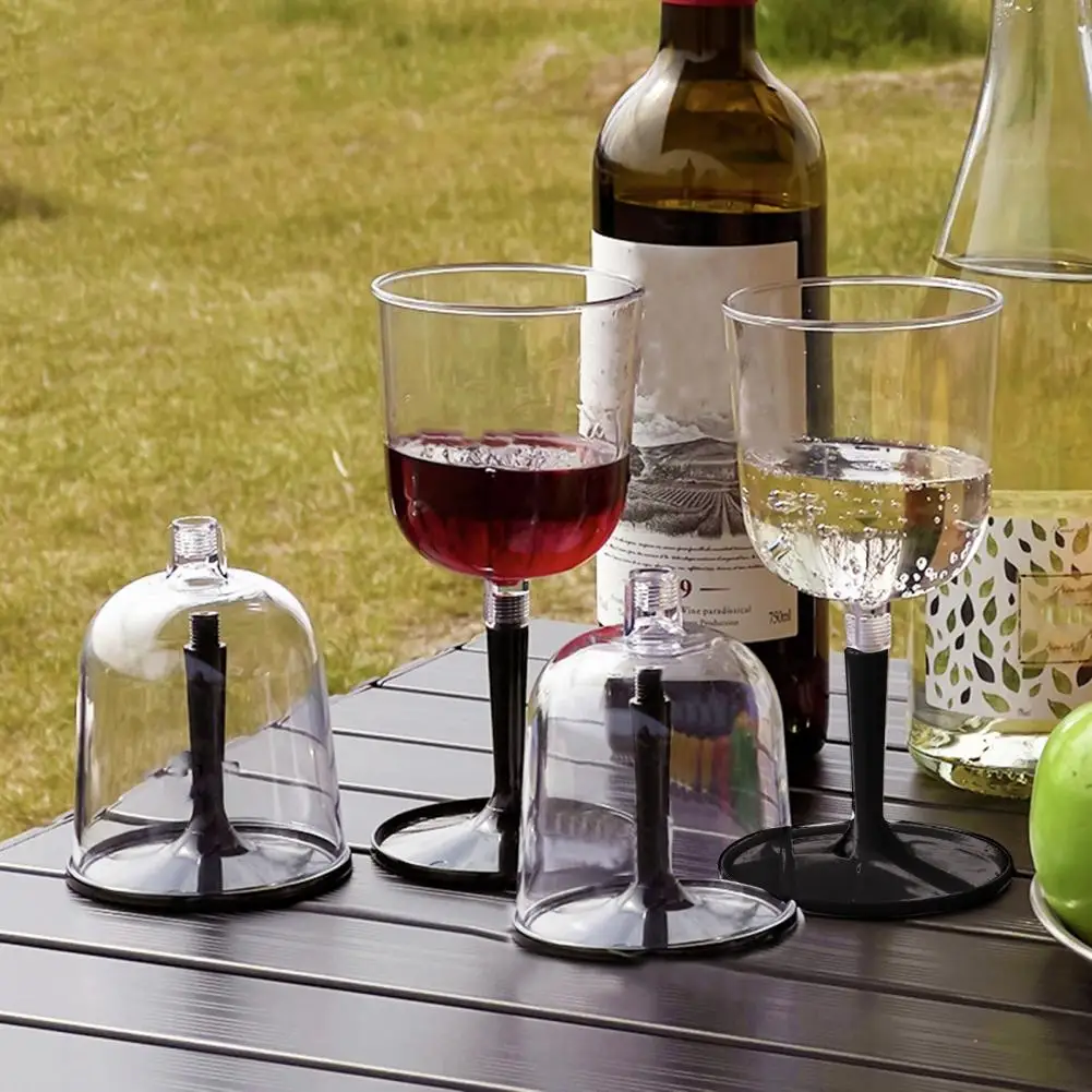 Outdoor Camping Collapsible Wine Glass With Detachable Stem Portable Clear Wine Goblet Travel Shatterproof Plastic Champagne Cup