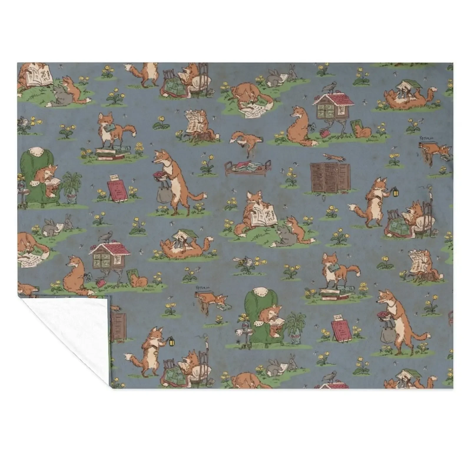 

Library Foxes Throw Blanket blankets ands Designers for sofa Vintage Blankets
