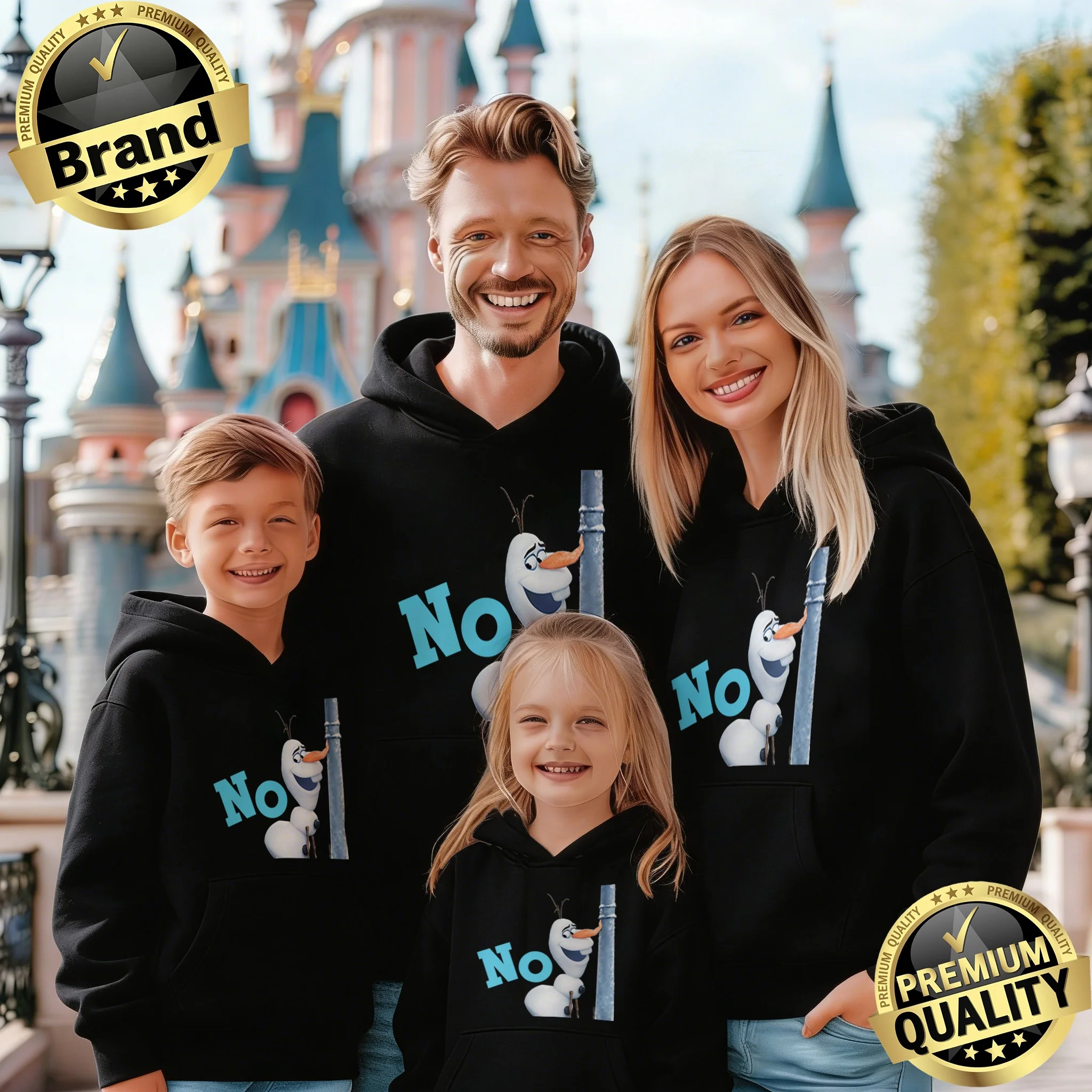 

Комплект для родителей и детей: хлопковая толстовка с принтом Олафа из мультфильма «Холодное сердце» (Осень/Зима 2026), повседневный, унисекс, однотонный, теплый, высокого качества