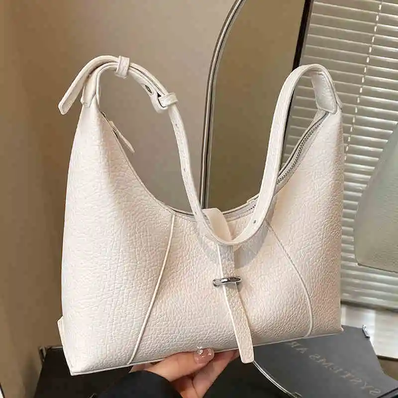 

Fashion White Underarm Bag French Texture PU Handbags for Party Spring Autumn New Women's One Shoulder Crossbody Bag