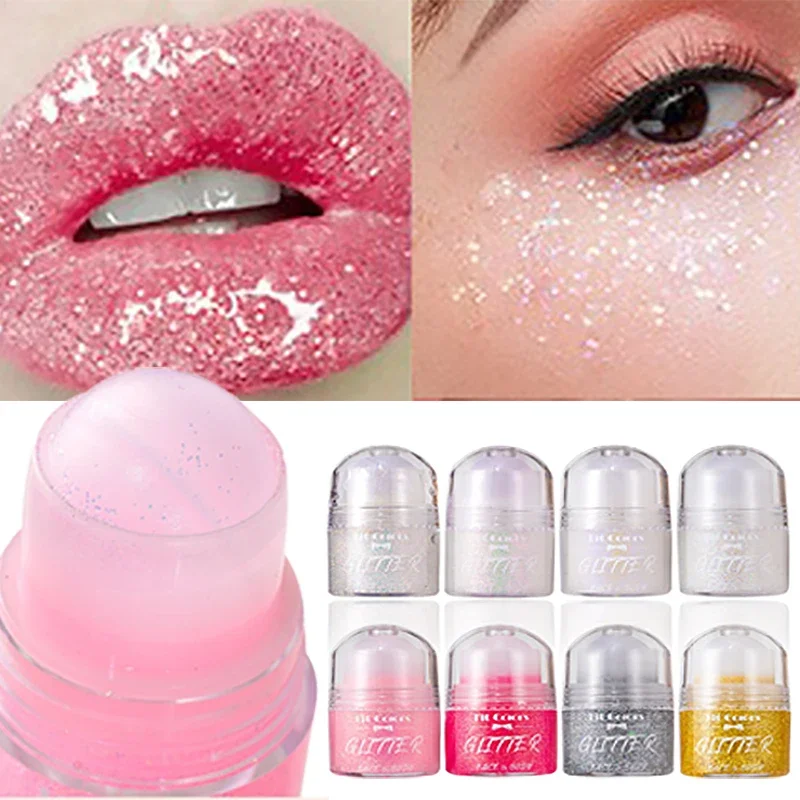 8 Color Rolling Ball Glitter Gel Stage Makeup Sequins Shimmer Powder Body Face Brightening Eyeshadow Sparkling Liquid Highligh