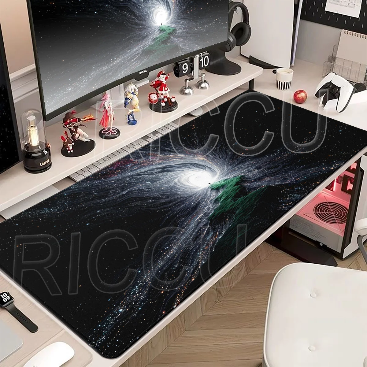 Star Line‑art Style Black Mouse Pad Non-slip Gamer Computer Accessory Mousepad Gaming Laptop Keyboard Carpet Large Desk Mat Rug