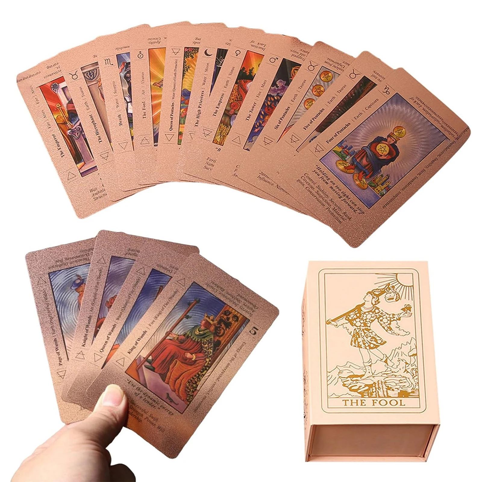 Juego de cartas de tarot con significados impresos - Juego de cartas de tarot para principiantes - 78 cartas de tarot con indicaciones para practicantes experimentados