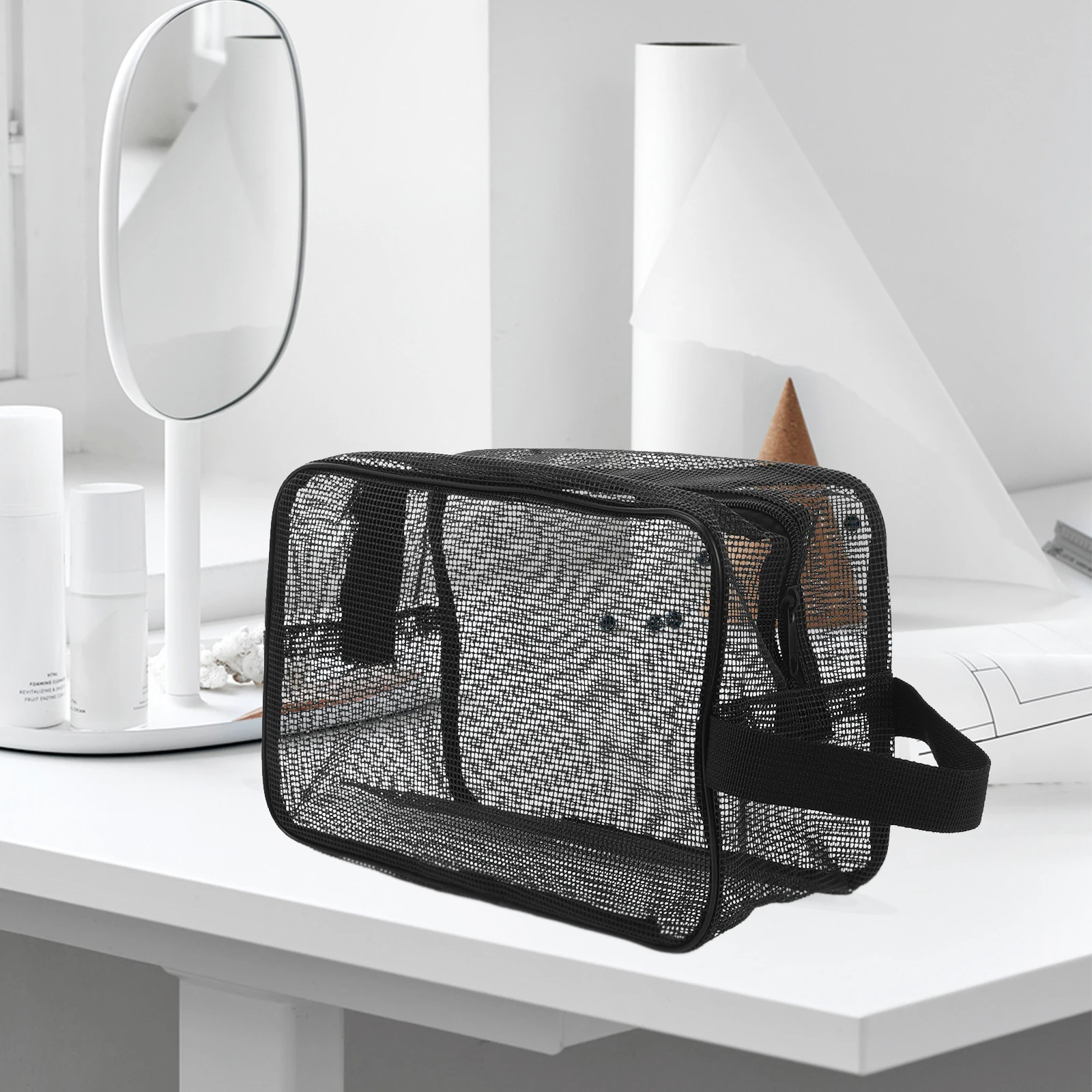 

Wash Bag Hanging Toiletries Zipper Bathroom Gym Toiletry Mesh with Rubber Bags Man