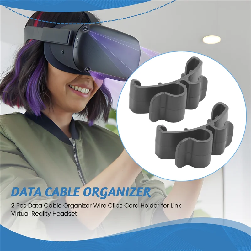 Oculus Quest Link 가상 현실 헤드셋용 2 Pcs 데이터 케이블 정리 와이어 클립 코드 홀더