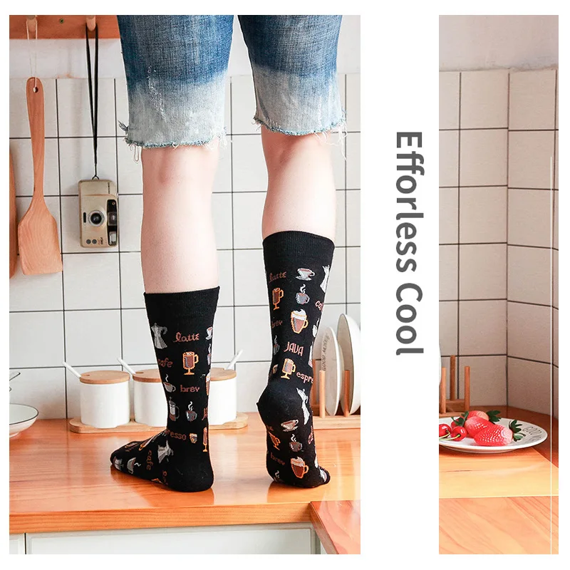 1 par de meias de comprimento médio masculinas e femininas meias térmicas com estampa de algodão grosso meias de inverno para meninas meias de alta qualidade