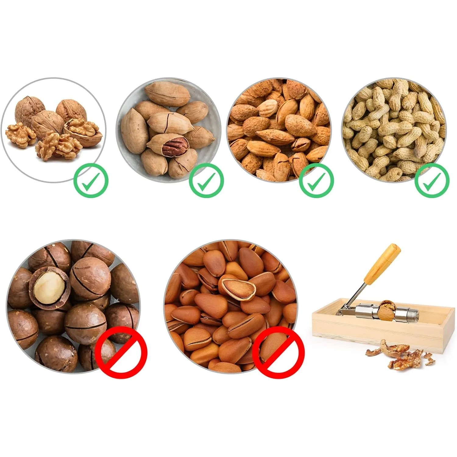 1 Set Nutcracker Heavy Duty Nut Cracker Pecan Cracker Walnut Cracker Tool with Wood Box Bowl view 4