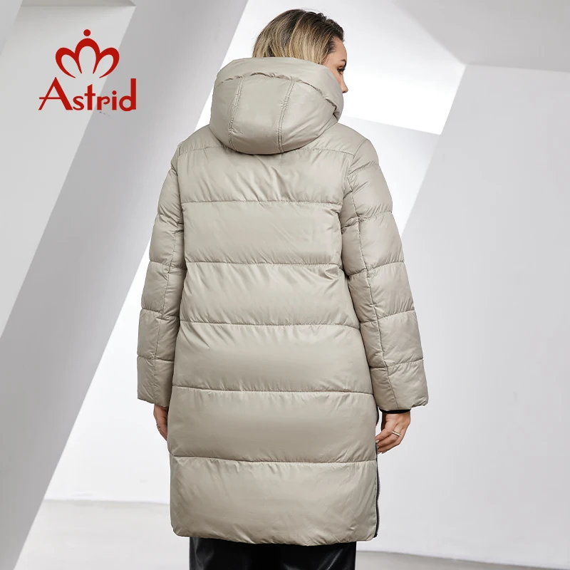 Astrid Winter Jacket Women 2023 Coat Long Plus Size Fashion Stitching Hooded Female Clothing Zipper Slit Thick Women\'s Parka