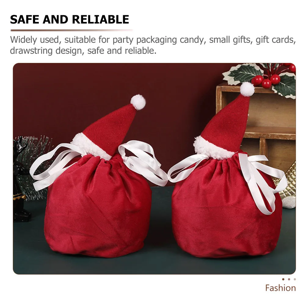 

2Pcs Christmas Gift Bag Xmas Drawstring Candy Bag Party Gift Holder Reusable Festival Packaging Party Candy Bags