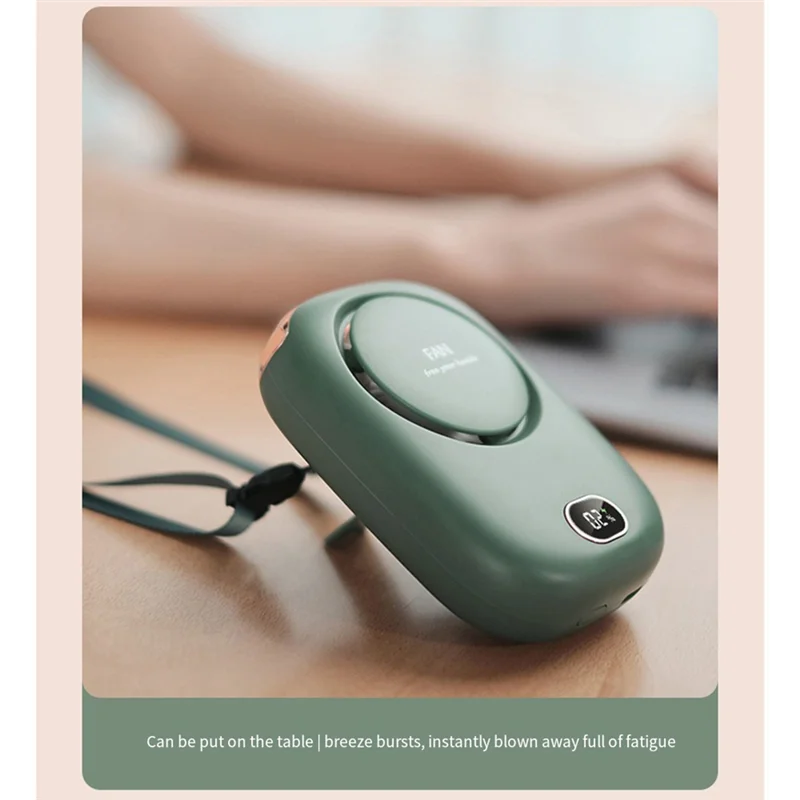 -SPOR Portable Hanging Neck Fan, 2000Mah Wearable Mini Fan, Battery Operated USB Rechargeable 3 Speed Air Cooler