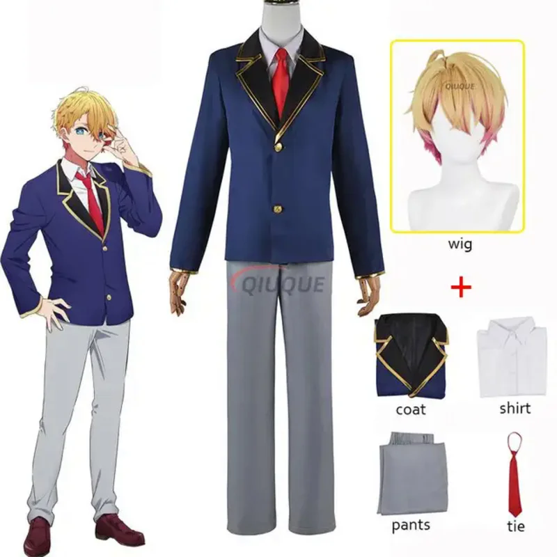 Kostium dla dorosłych Anime Oshi No Ko Hoshino Akuamarin Cosplay Uniform Aqua Wig Halloween Role Play Strój Chłopcy Mężczyźni Kobiety Garnitury