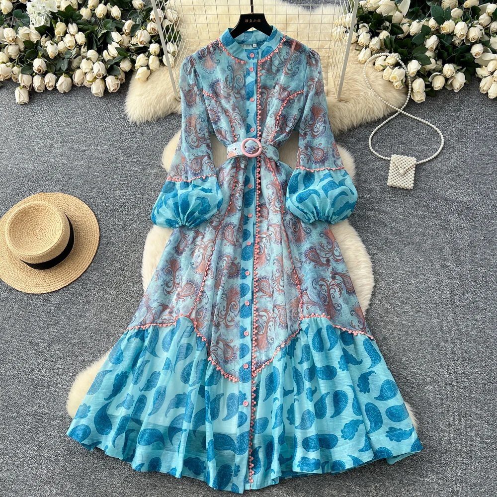 Sexy elegantes Langarm-Partykleid mit O-Ausschnitt und Aufdruck für Damen, koreanische Abendkleider für Modezeremonie