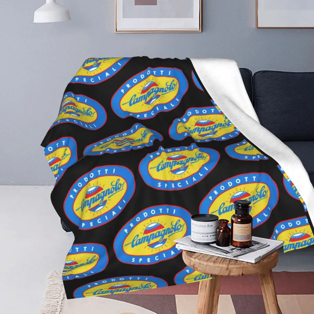 Campagnolo Vintage Italian Cycling Tour Blanket Soft Warm Flannel Throw Blanket Bedspread for Bed Travel Home Couch