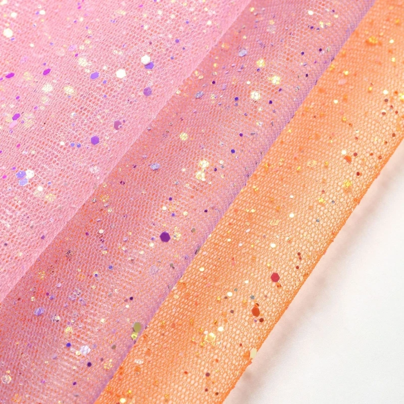 10 Yards Hot gold powder Sequin Tulle Material Encryption Soft Tulle Glitter Sparkle Fabric For Party Wedding Quinceanera Dresse
