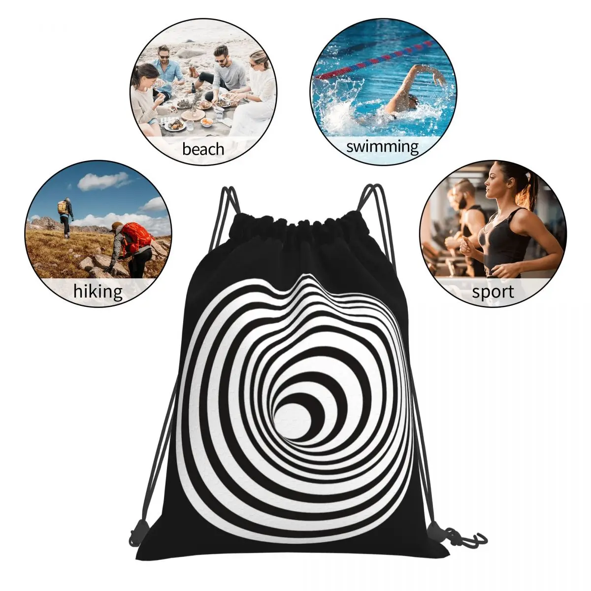 Sacred Geometry Lover Meditation Symbol Optical Illusion Backpacks Drawstring Bags Sundries Bag Book Bags For Travel Students