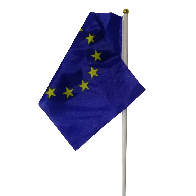 Xvggdg 50pcs/ 100pcs 14 * 21cm Hand Waving EU Flag Wholesale Europe Union Small Flag