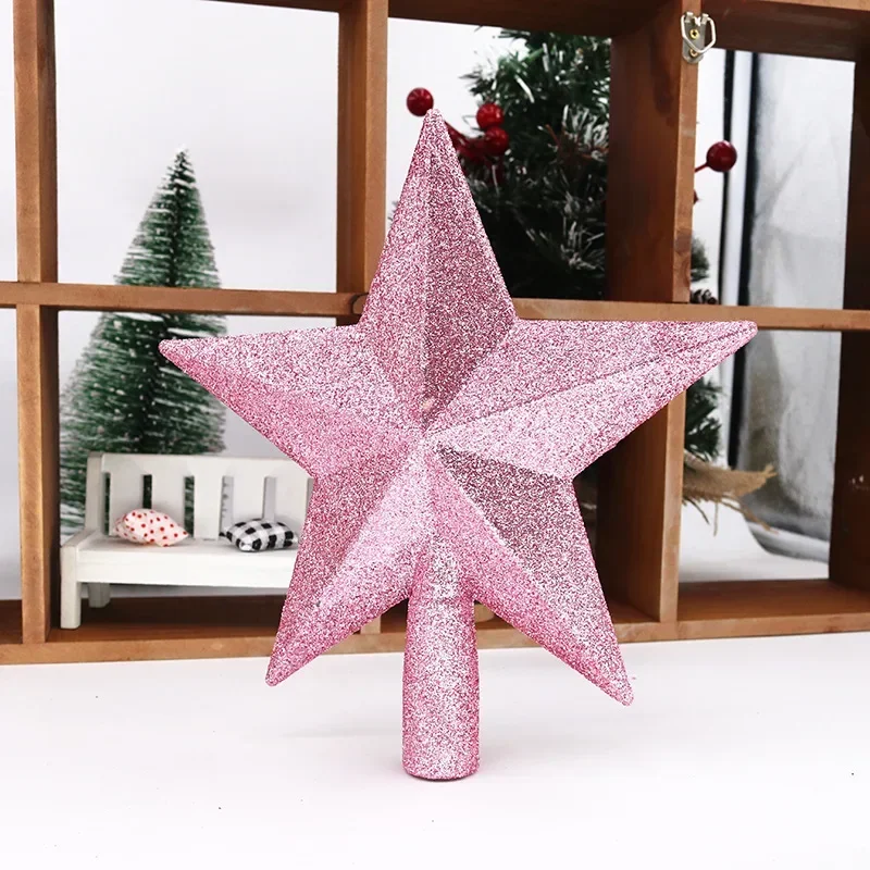 Christmas Tree Top Star 15/20cm Merry Christmas Decorations Shiny Gold Powder Five-pointed Star New Year's Ornament DROPSHIP