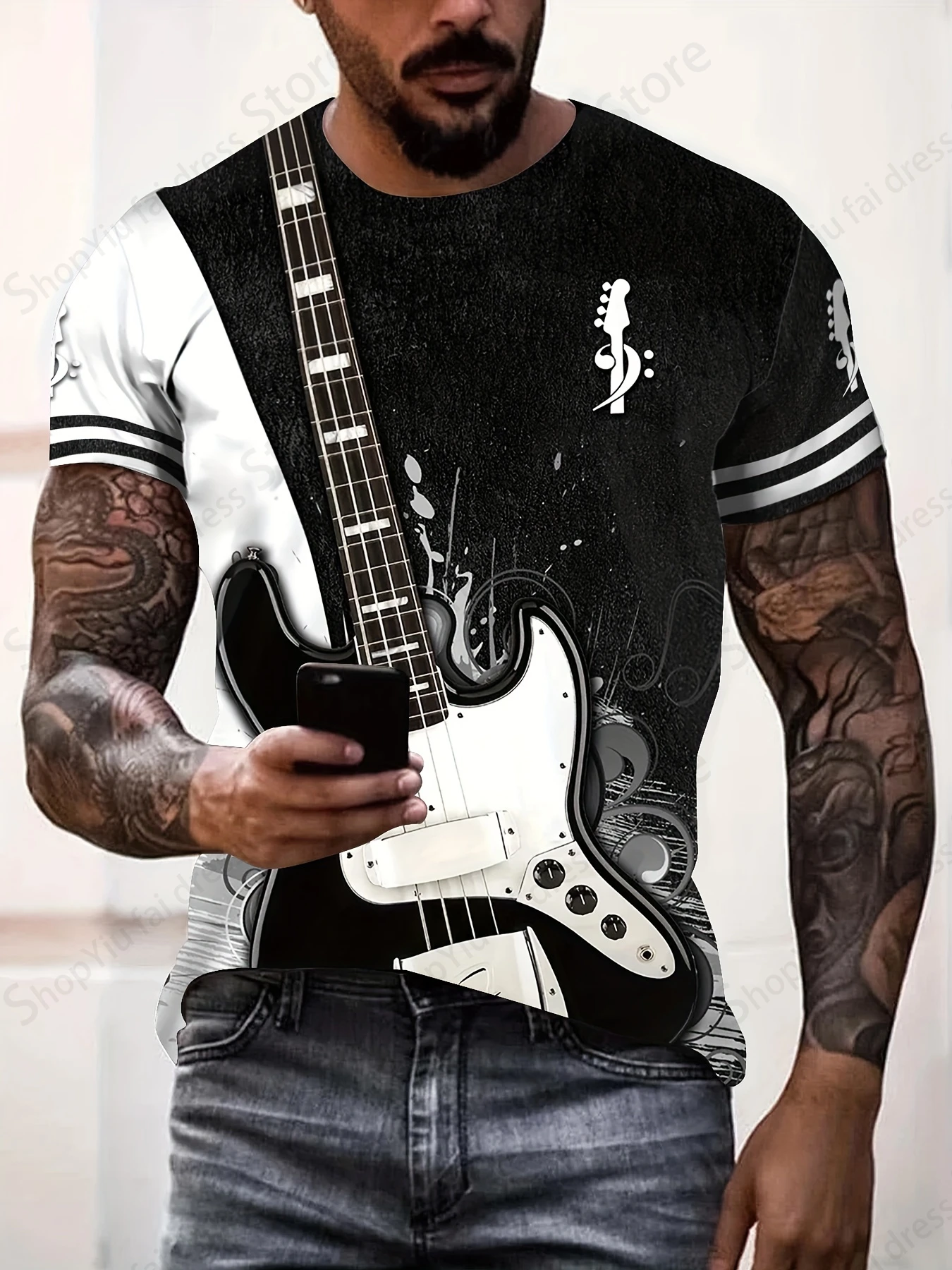 Instruments Guitar 3d Print T-shirt Men Women Fashion Short Sleeve T-shirt Kids Hip Hop Tops Tees Oversized Camiseta Summer Tops