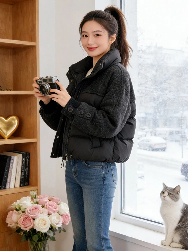 เสื้อโค้ทผ้าฝ้ายบุขนเป็ดทรงยาวสำหรับผู้หญิง สไตล์เกาหลี แฟชั่นทันสมัย ใส่ได้ทุกวัน รุ่นใหม่สำหรับฤดูหนาว