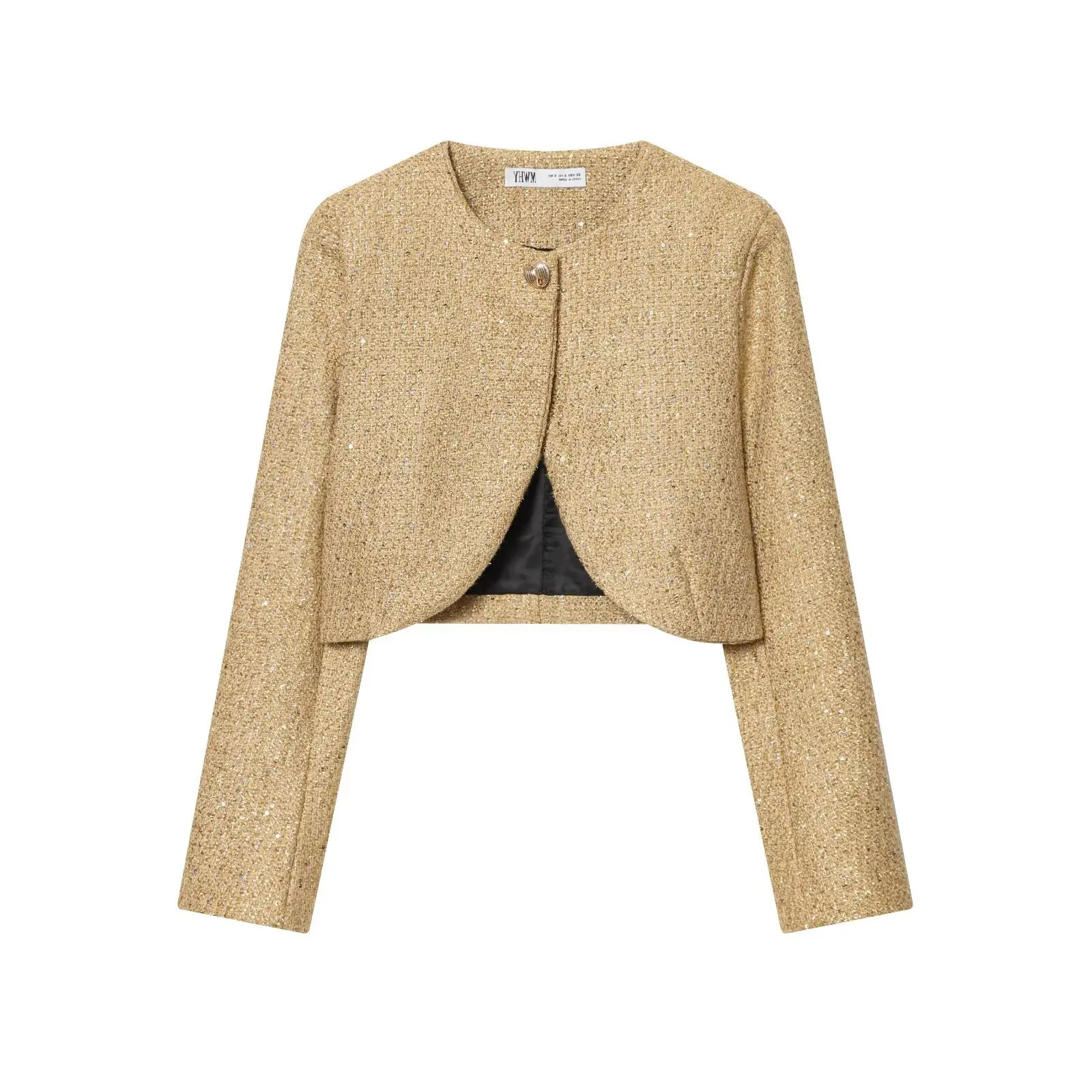 

2026 Spring and Autumn Women's European and American Ins Style Fashionable Metallic Thread Structure Short Jacket