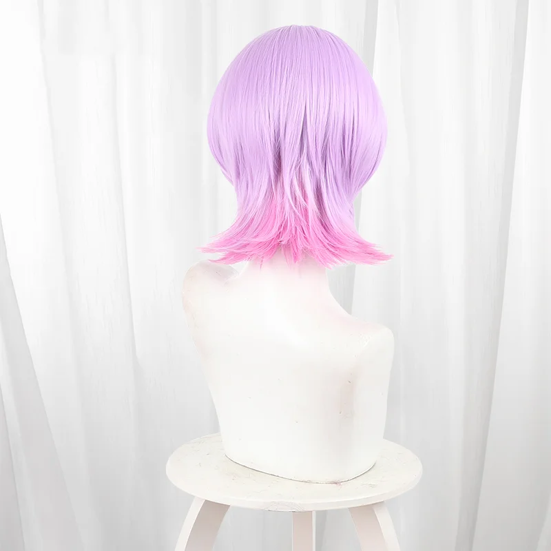 أنيمي البولي يوريثين شعر مستعار تأثيري الوردي الشعر القصير لحفلة Comicon الكبار النساء الرجال