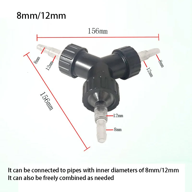Y Divider Valve 8mm 12mm 16mm Connector Water Distributor Valve  For Pond Hose Adjustable Splitter Replacement Parts