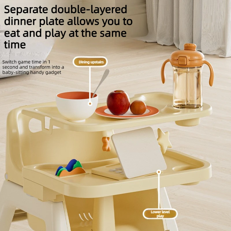 Baby High Chair,Home Dining Table Chair,Multi-functional Restaurant,Hotel,Commercial Children's High Chair with Universal Wheels