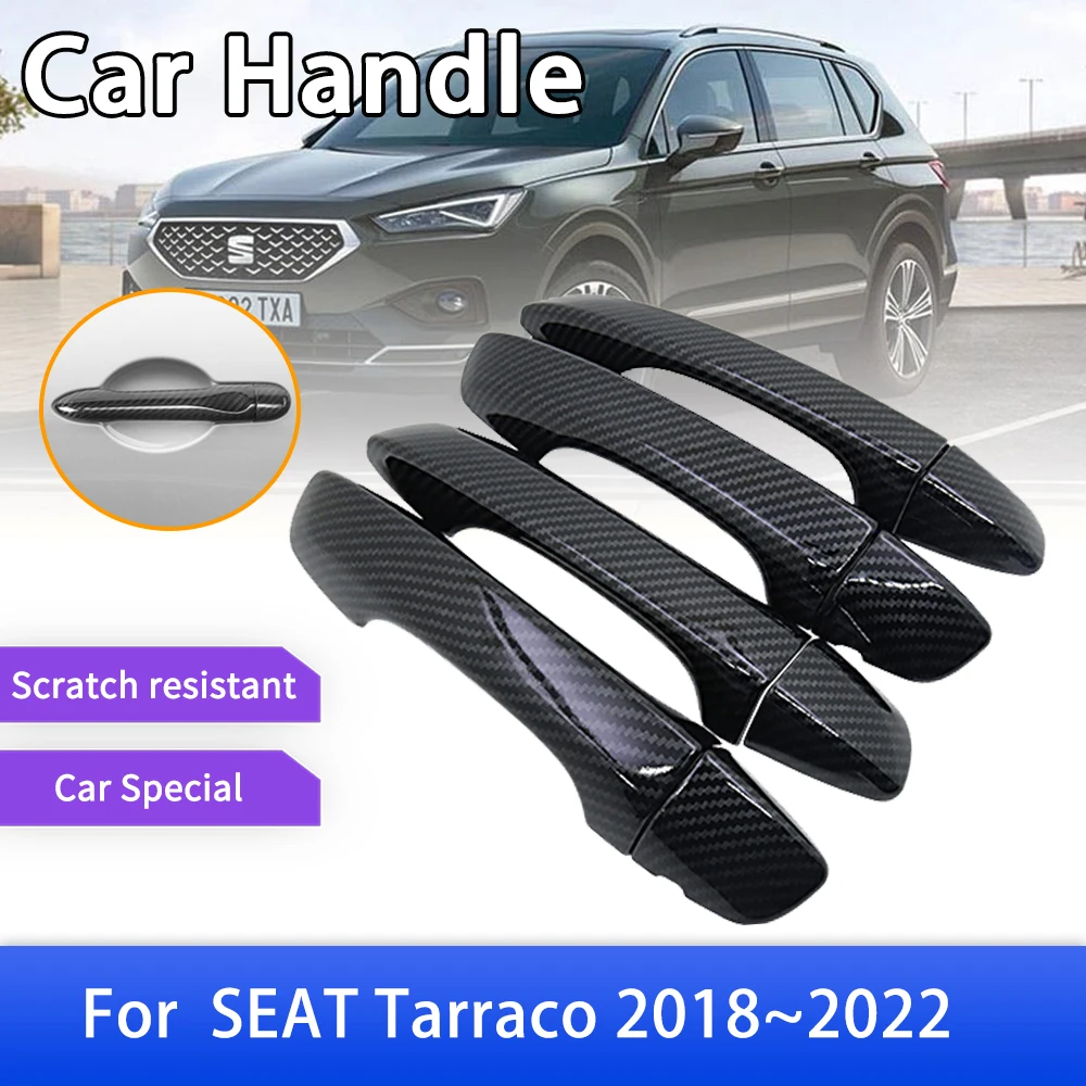 

For Seat Tarraco KN2 2018 2019 2020 2021 2022 Carbon Fiber Door Handle Cover Catch Trim Car Accessories Gadgets Styling Stickers