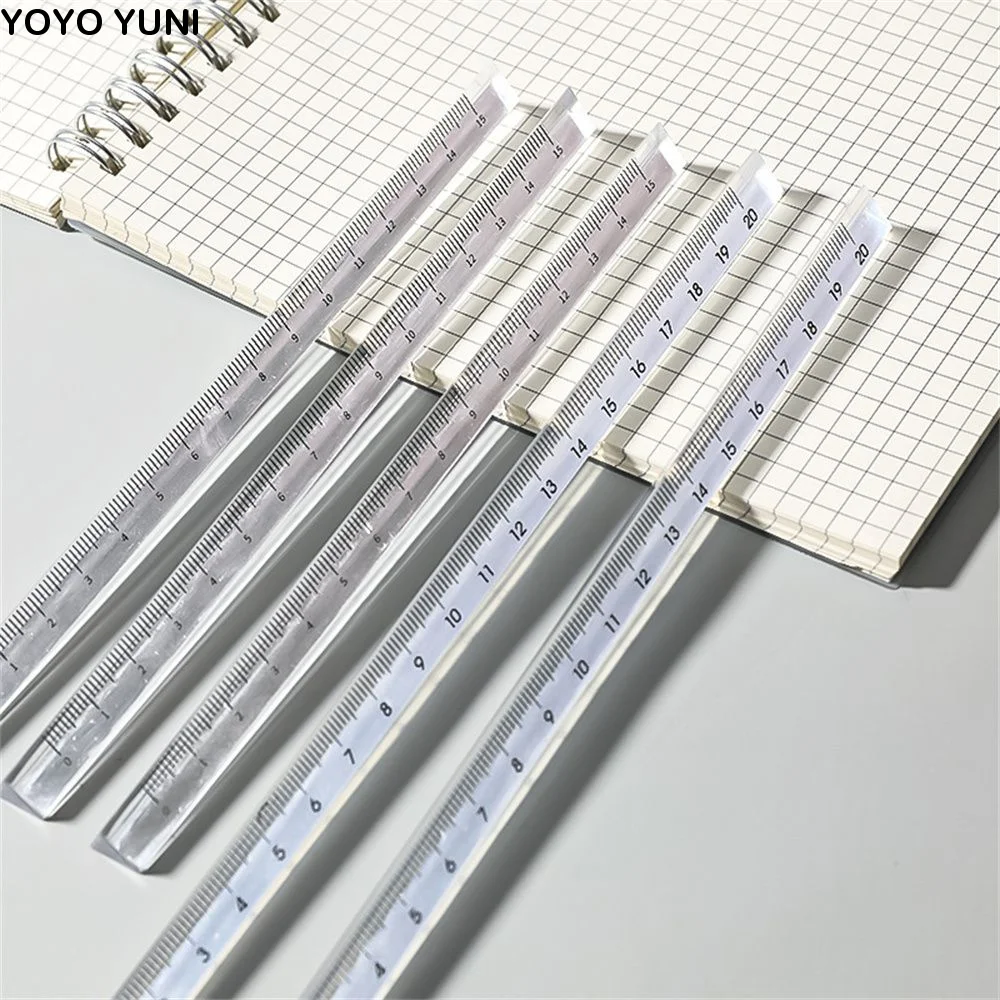 Accurate Scale on Both Sides Acrylic Triangular Rulers Students Stationery Measuring Tools Transparent Straight Ruler