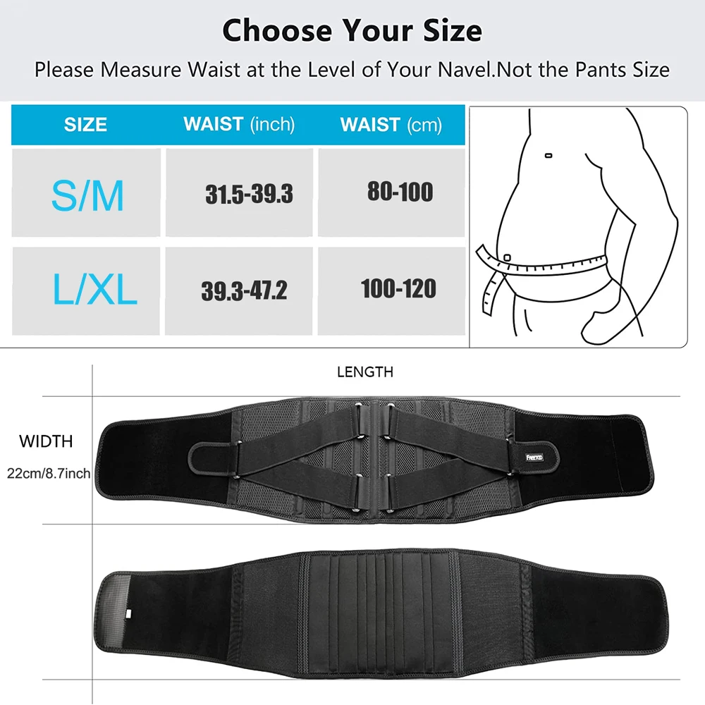 Back Brace Men Women Waist Lumbar Lower Back Support Belt for Sciatica, Herniated Disc, Scoliosis Back Pain Relief,Heavy Lifting