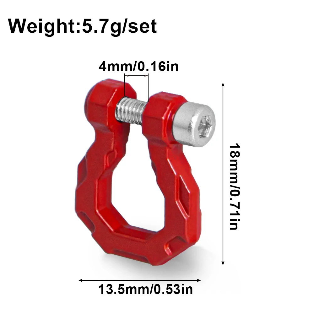 HFLRC 2PCS Metal D-Ring Shackles for 1/10 RC Crawler TRX4 SCX10 Bumper Tow Hook Recovery Point Accessories Red Yellow Black
