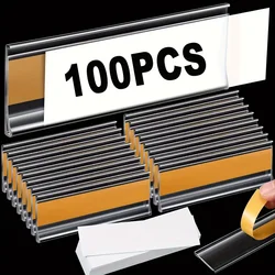 50/100Pack of Self-Adhesive Transparent Label Holders with Paper Inserts-Ideal for Retail,School, Library, and Home Organization
