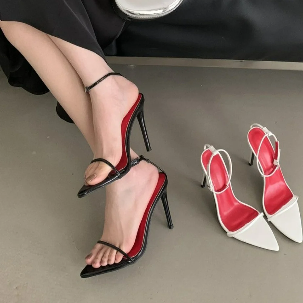 

New Minimalist Ultra-fine Straight Strap High-heeled Shoes with Sexy Ankle Straps Plus Size Slim Heel Bed Sandals Women's Pumps
