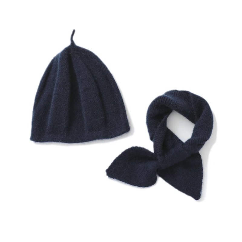 100% الكشمير الأطفال اليقطين قبعة وشاح مجموعة مريحة دافئة لينة الجلد ودية قطعتين مجموعة للأطفال #2