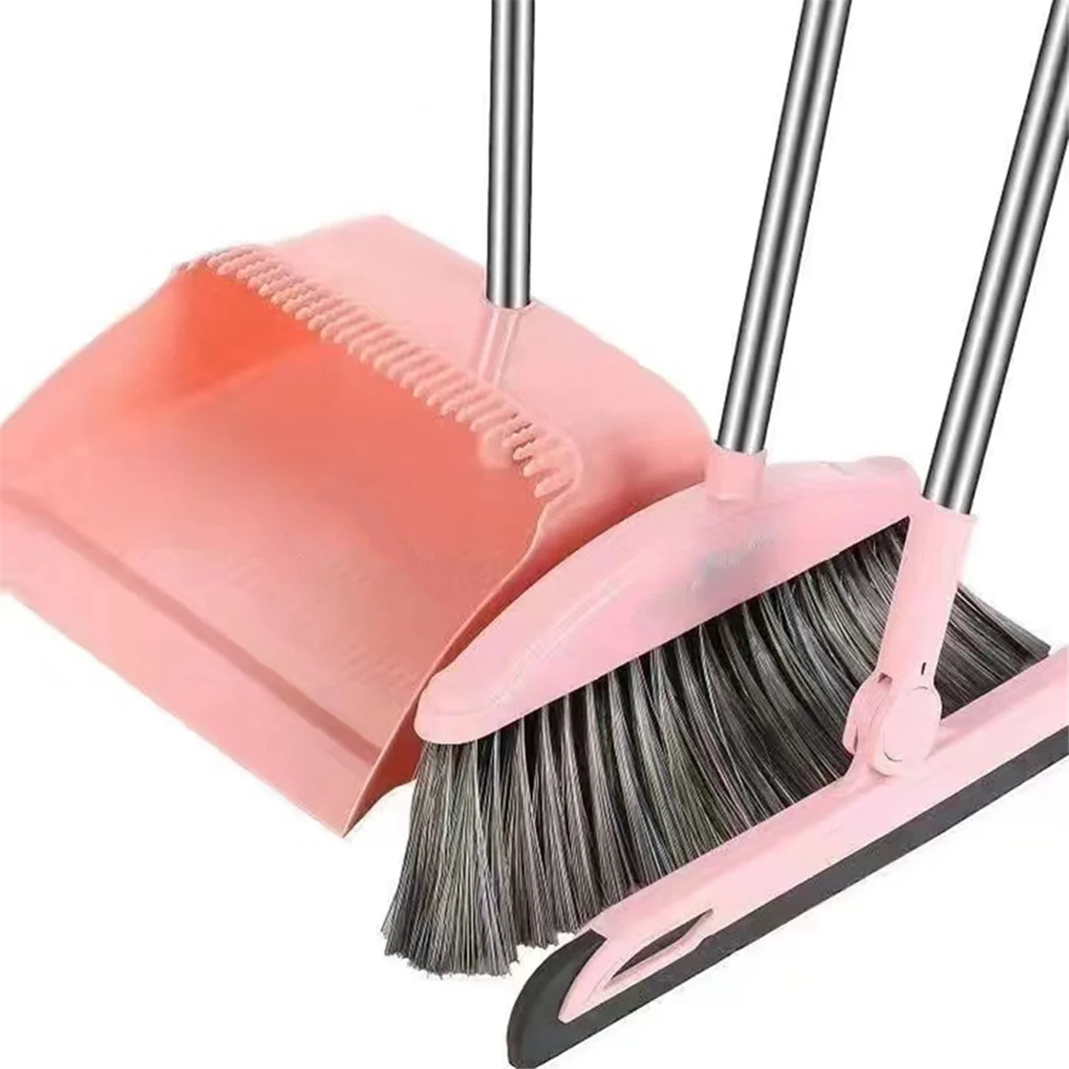 Dustpan Broom Set Floor Wiper Household Cleaning Long Handle Cleaning Set for Lobby Household Kitchen Cleaning Pink