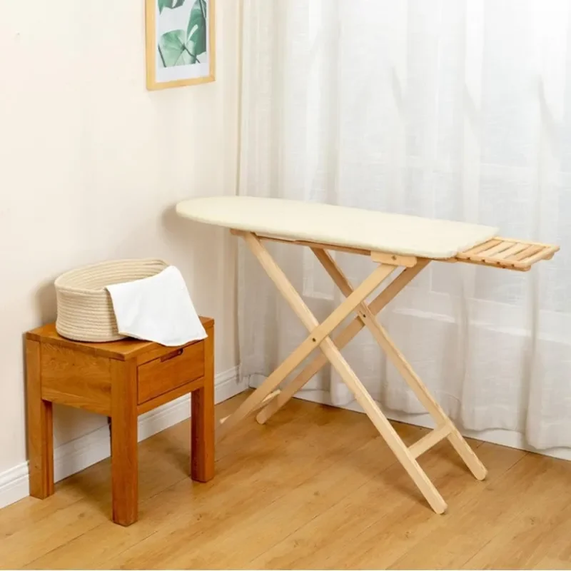 FSC Solid Wood Folding Ironing Board Large Canvas Top Hotel Laundry Rack for Home Use