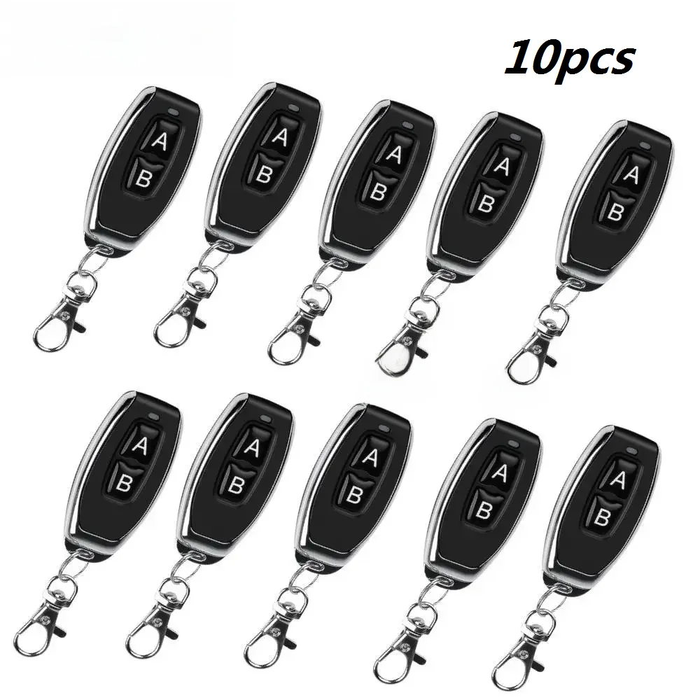 10pcs RF 433MHZ Wireless Remote Control Auto 2 Channel Code Electric Learning Code Gate Garage Door Opener with Keychain