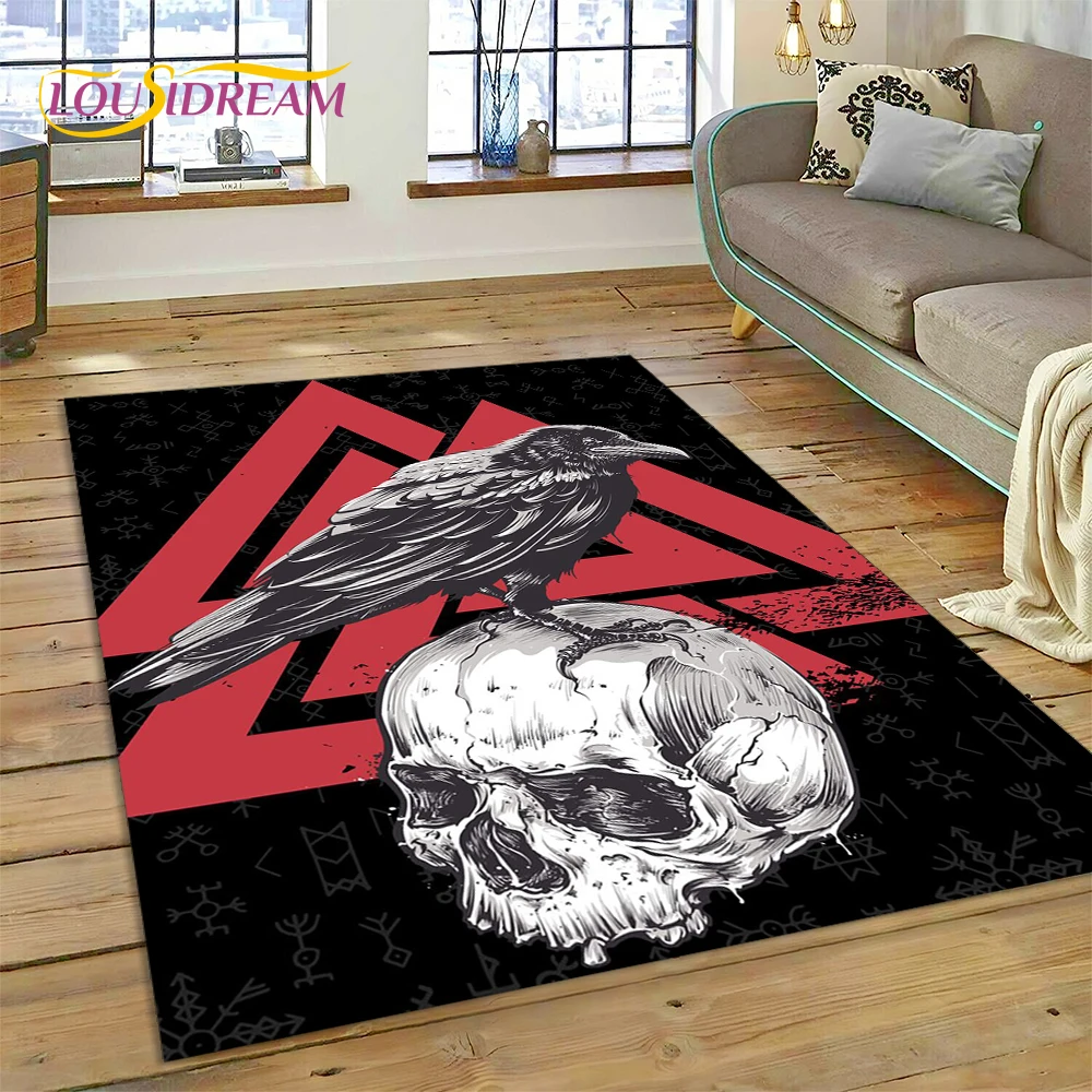 Viking Odin Valhalla Nordic Cartoon Non-Slip Carpet Rug for Living Room Bedroom Sofa Kids Area Rug Home Decor Floor Mat