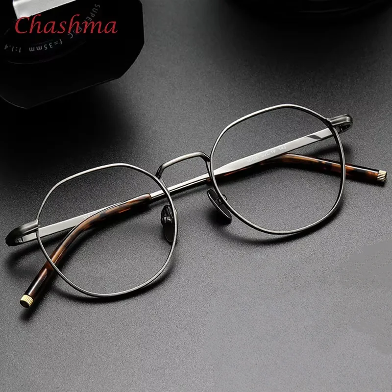 Chashma Man Glasses Pure Titanium Prescription Eyeglass Frame Round Optical Women Ultra Light Eyewear Spectacle for Myopia