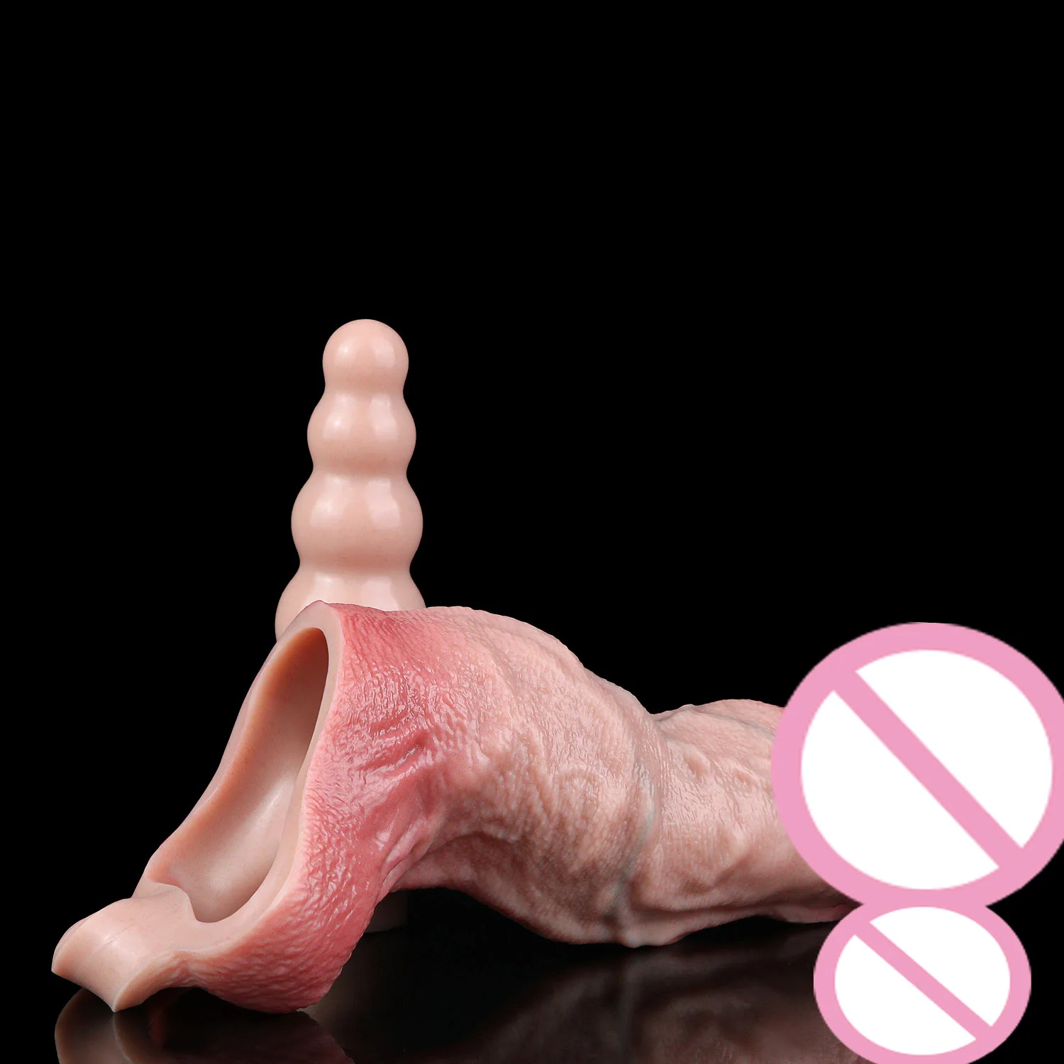 NNSX Skin-like Penis Sleeve with Butt Plug Hollow Dildo Sheath Silicone Male Dick Girth Enlarger&Extender Sex Toys for Man - view 6