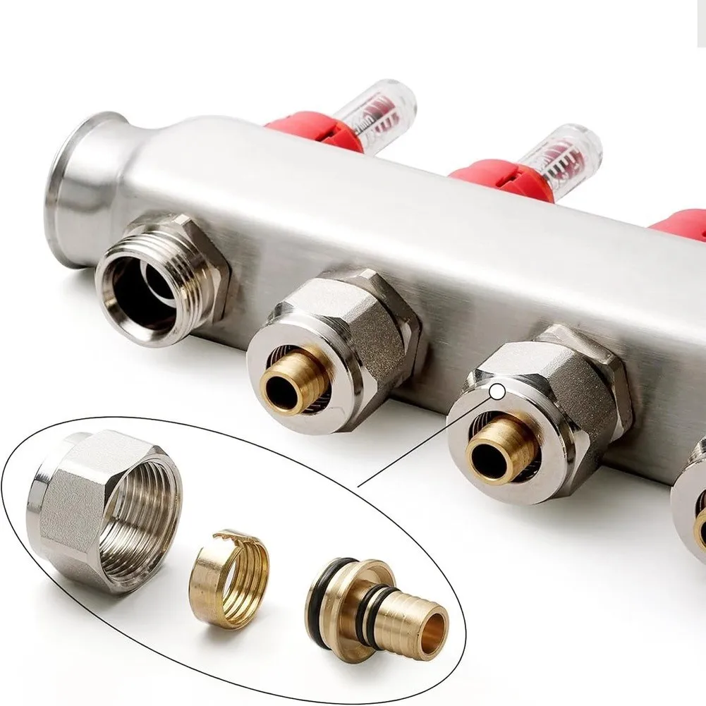 Water Collector Branch Underfloor Heating Manifold Solid Brass Construction G 3 4 Threaded High Temperature Resistant