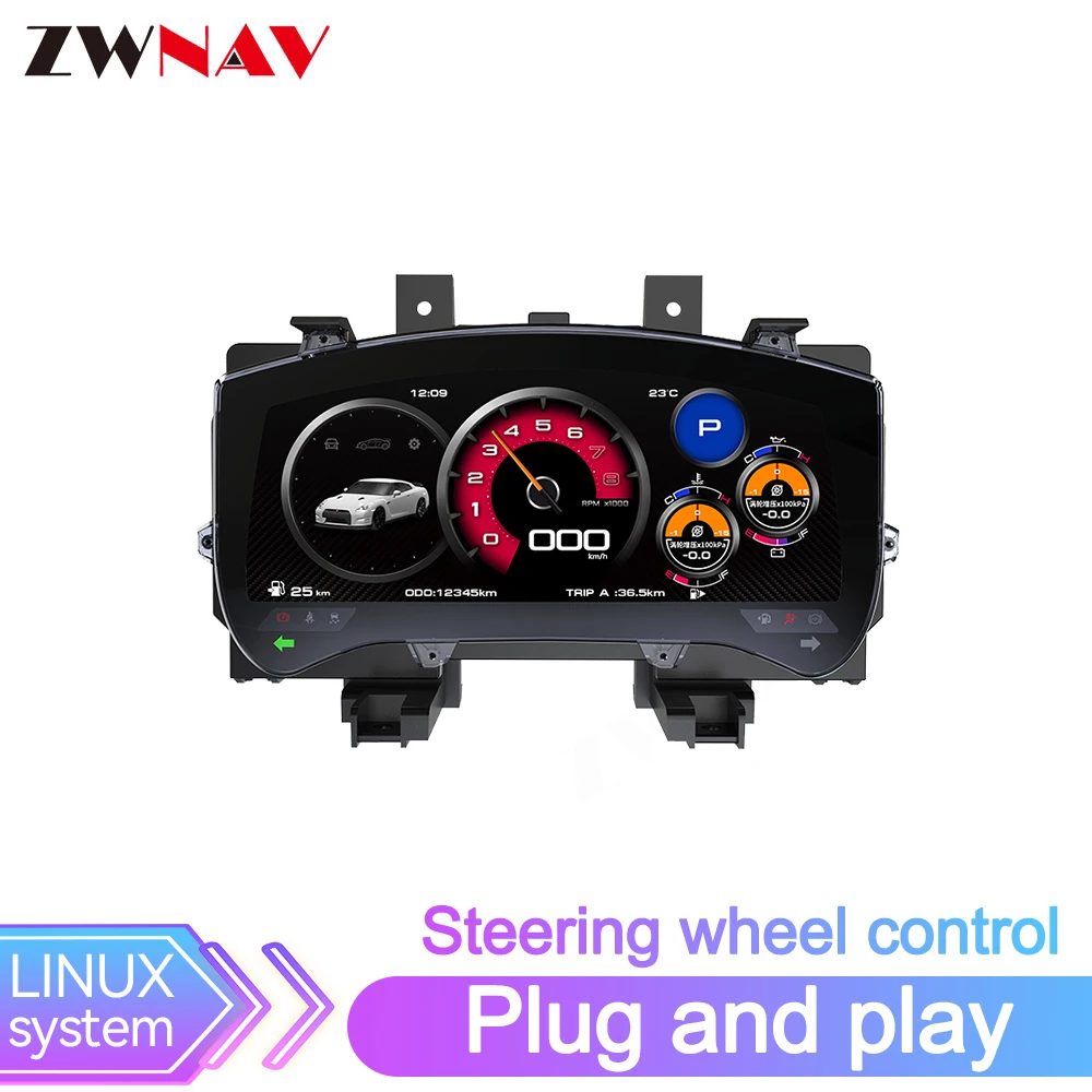 

12,3-дюймовый ZWNAV OEM автомобильный спидометр для Nissan GTR 2008-2023, ЖК-дисплей, цифровой кластер, приборная панель