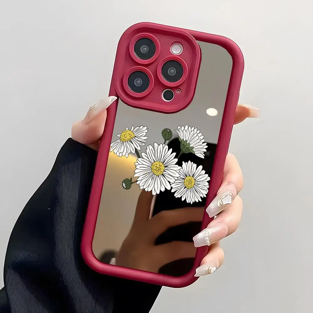 Rose Peony Cactus Flower Phone Case Sky Eye Mirror Phone Case For Iphone 16 12 MAX 13 15 Mini 11 Pro X MAX 14 Plus XS Cover