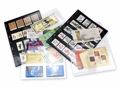 MINGT 10 PCS stamp album loose-leaf, 9-hole black and transparent inner pages,stamp coin banknotes and magnetic card collections