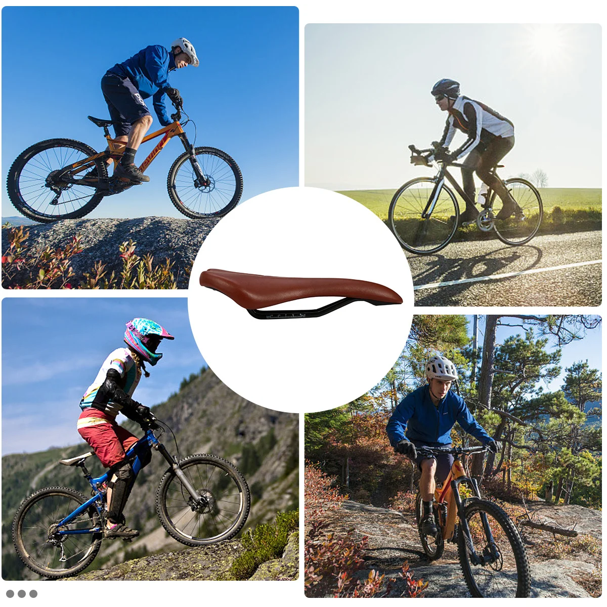 

PU Carbon Grain Bike Seat Pad High Elasticity Thickened Cushion for Universal Fit on Mountain Road City Exercise Bikes