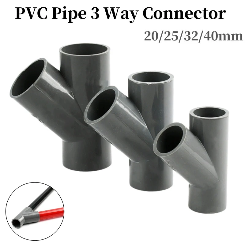 1~10Pcs 20/25/32/40mm PVC Oblique Tee 45Degree Connector Garden Irrigation Y-type Pipe Fitting Aquarium Fish Tank Watering Joint