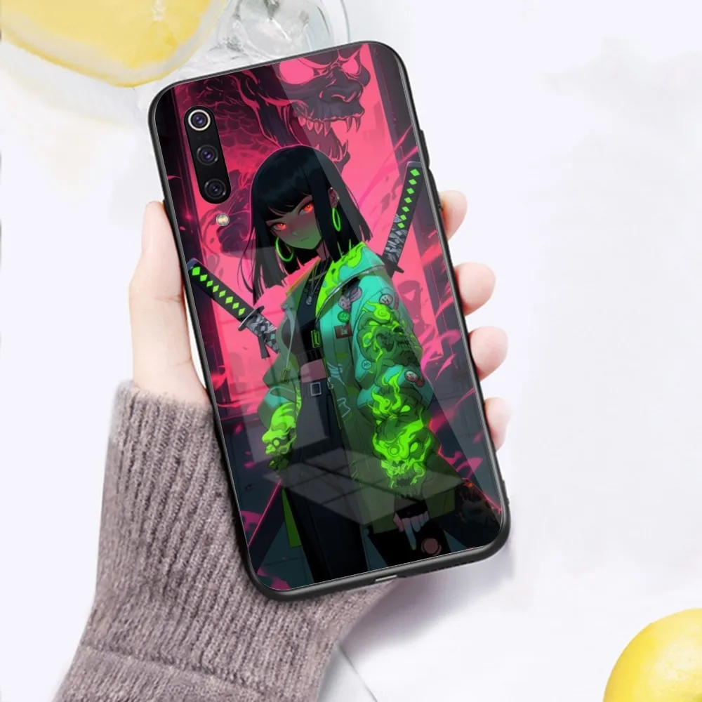 Weapon Sword Girl Mobile Cell Phone Case for Xiaomi 13 12 11T 10 9 Lite Redmi Note 12 11 10 10S Pro 9 9A 8 PC Glass Cover Funda