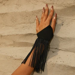 Latin Dance Accessories Black Finger Cuff Women Latin Dance Clothes Performance Costume Dancers Tassel Decorations DNV17613