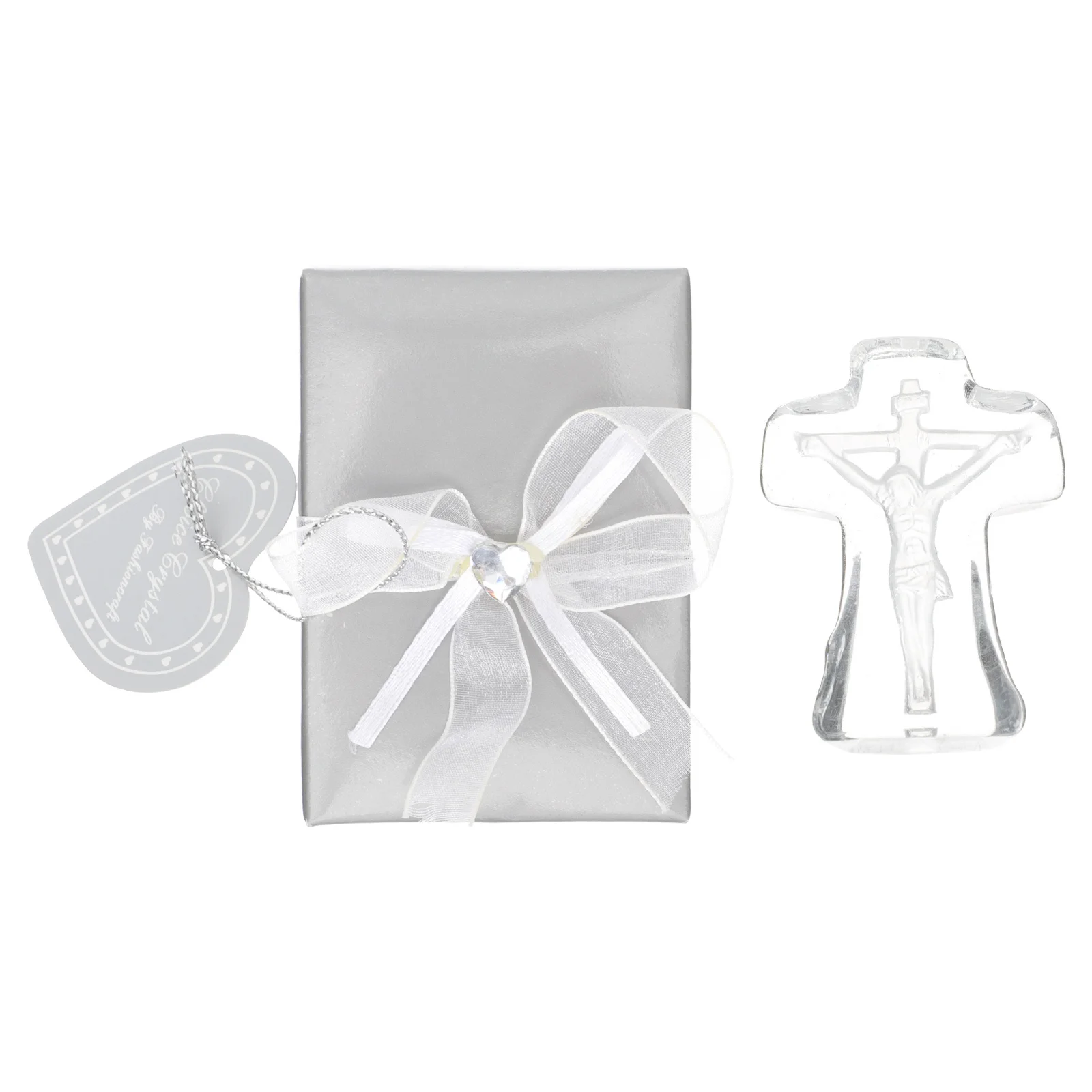 

2Sets Crystal Cross Standing High Grade Smooth Finish Bright Surface No Burr Cross Religious Decor for Church Home Office Prayer