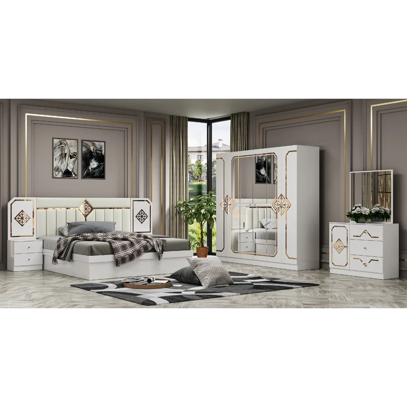 

Luxury Double King Size Bed Room Set Modern Home Complete Wooden Frame Bedroom Sets Furniture